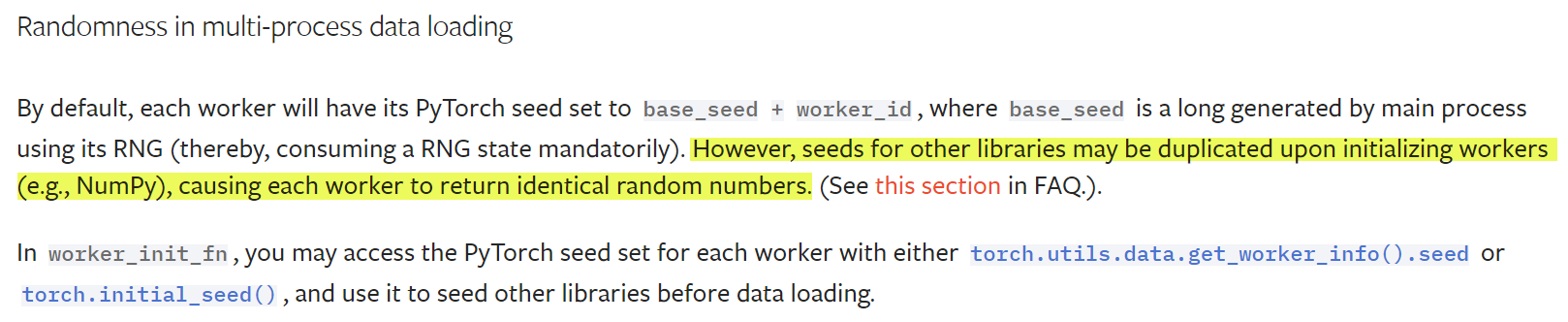 Randomness in multi-process data loading